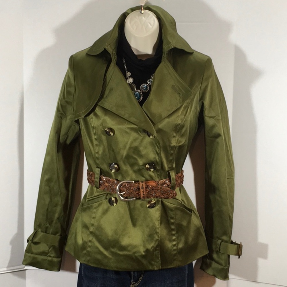 Jessica Simpson green short trench coat jacket